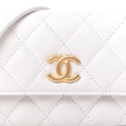 Chanel Calfskin Quilted About Pearls Card Holder Flap With Chain White 10 of 11