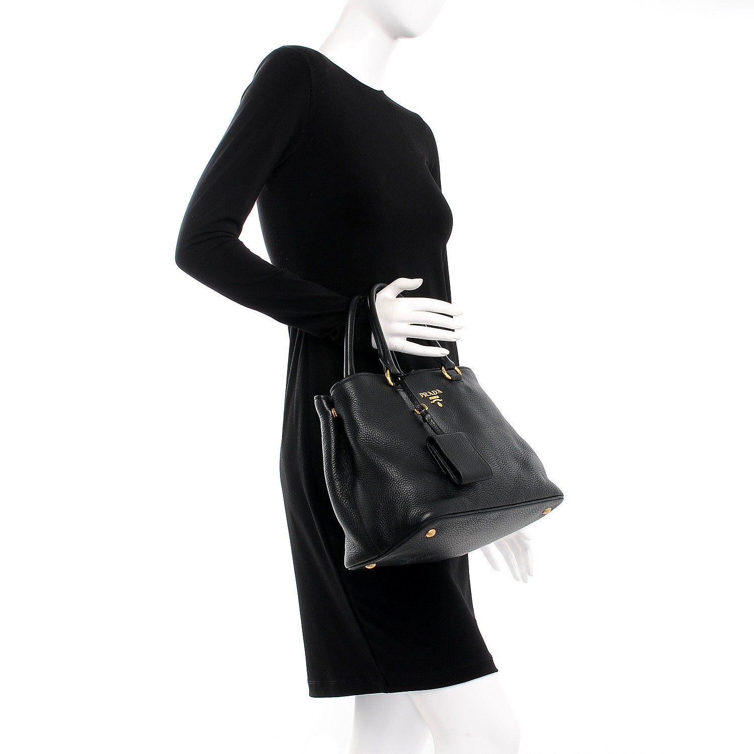 Prada Vitello Daino Tote Nero Black 3 of 7