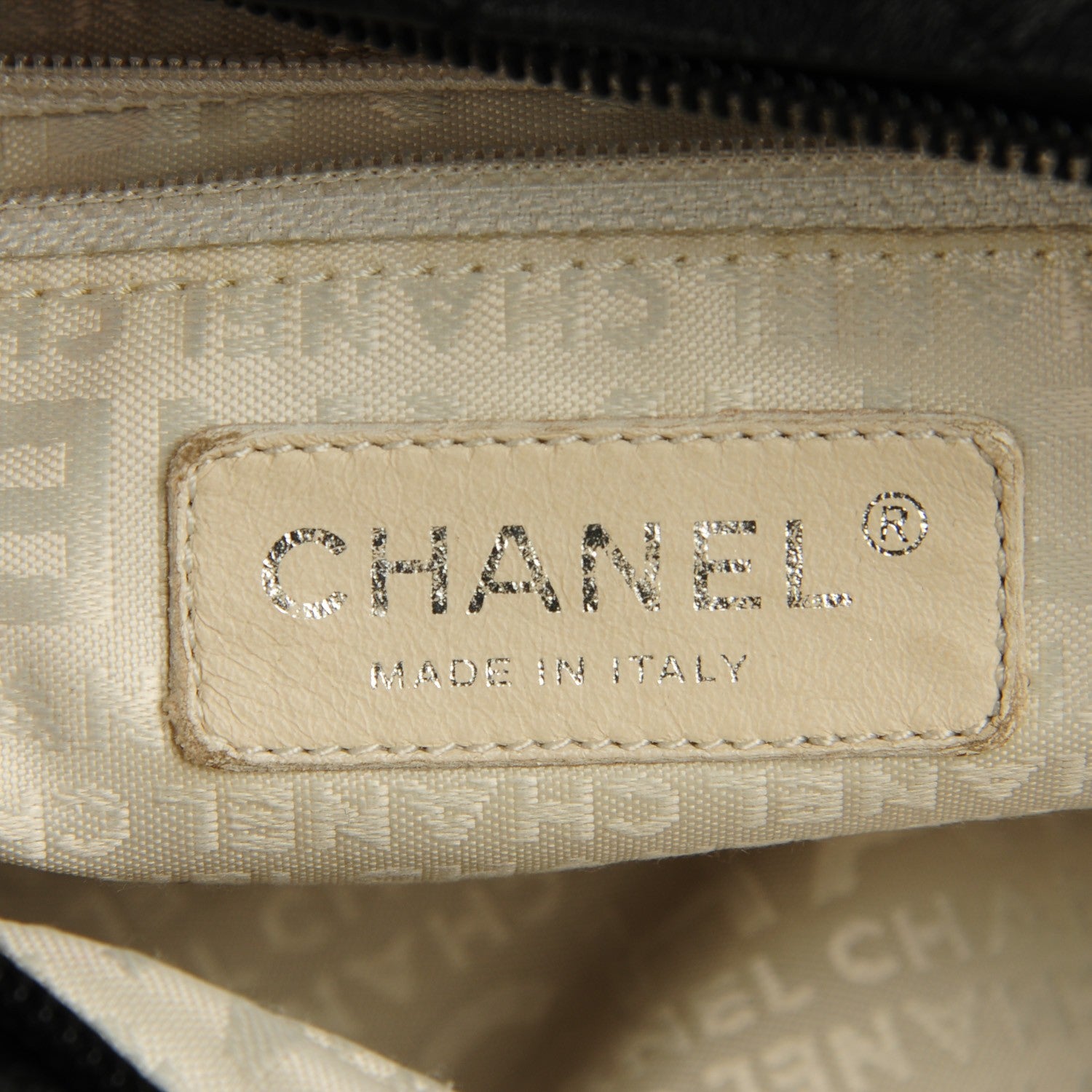 Chanel Canvas Calfskin CC Handbag Black White 6 of 7