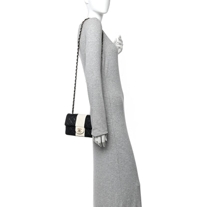 Chanel Lambskin Quilted Mini Rectangular Flap Black White 2 of 14