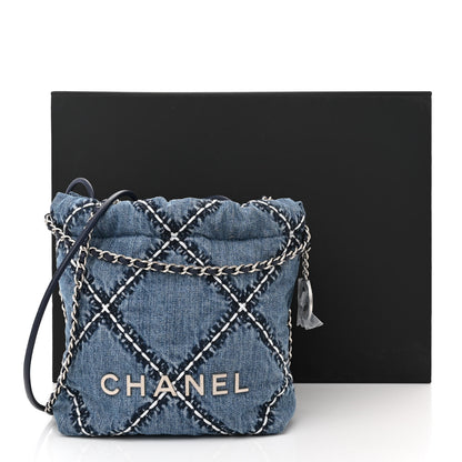 Chanel Denim Stitched Quilted Mini Chanel 22 Blue 11 of 11