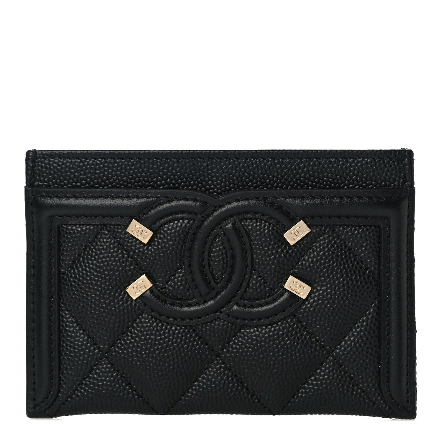 Chanel Caviar Quilted Filigree Card Holder Black 1 of 13