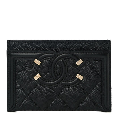 Chanel Caviar Quilted Filigree Card Holder Black 1 of 13