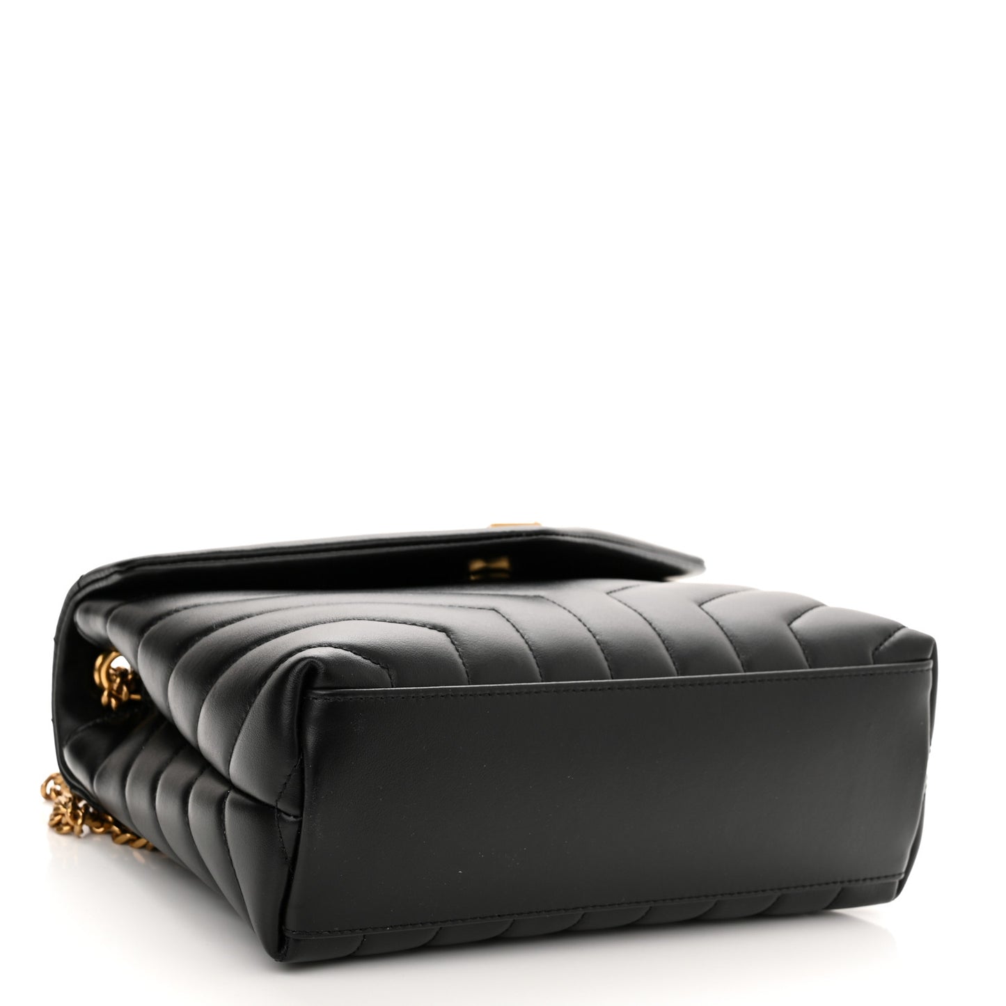 Calfskin Y Quilted Monogram Small Loulou Chain Satchel Black