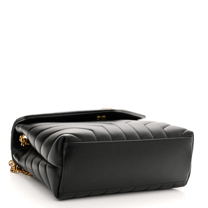 Saint Laurent Calfskin Y Quilted Monogram Small Loulou Chain Satchel Black 4 of 12