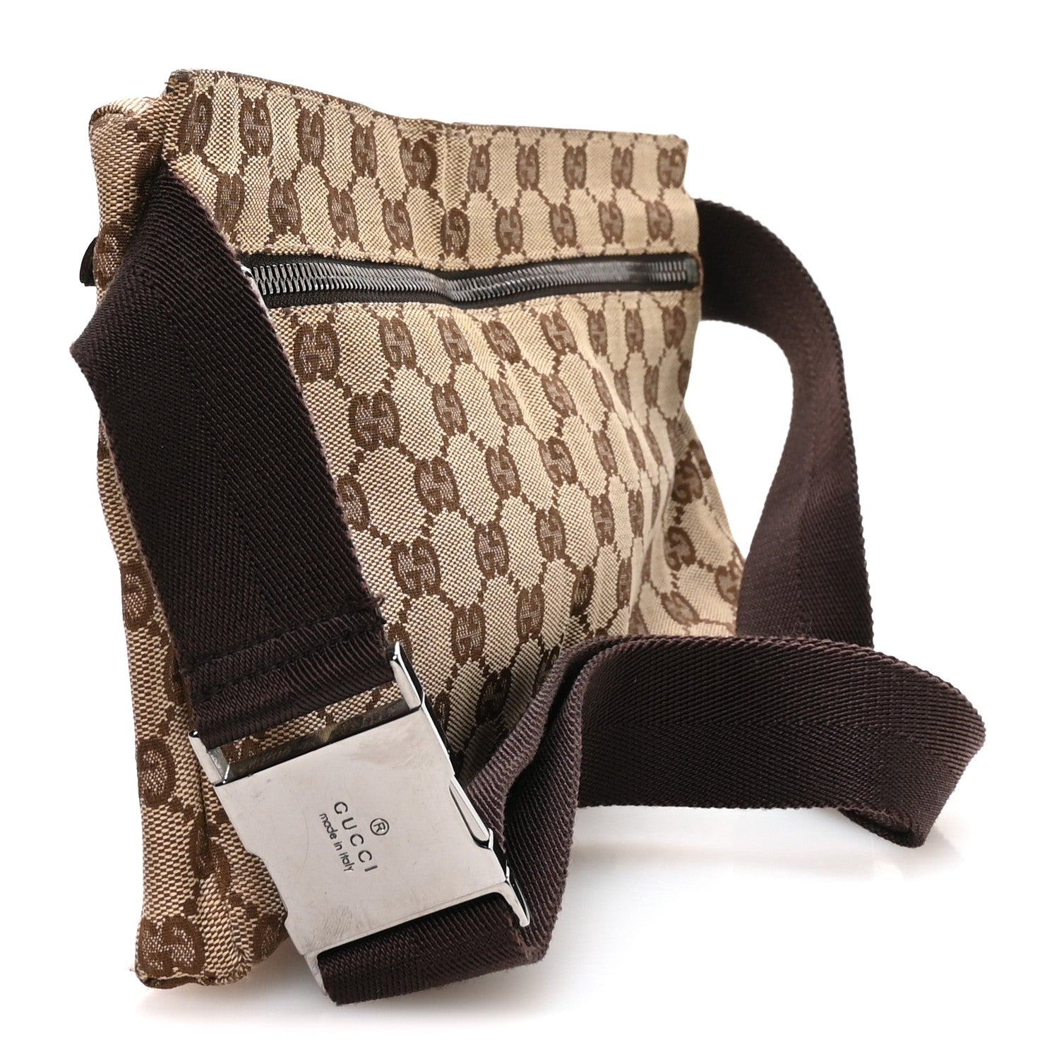 Gucci GG Monogram Double Pocket Belt Bag Dark Brown 2 of 9