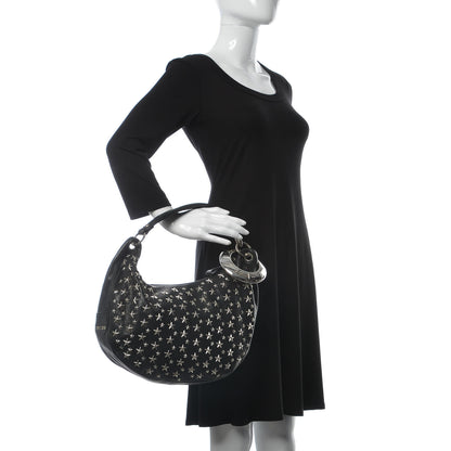 Jimmy Choo Metallic Calfskin Star Studded Sky Hobo Black 2 of 7
