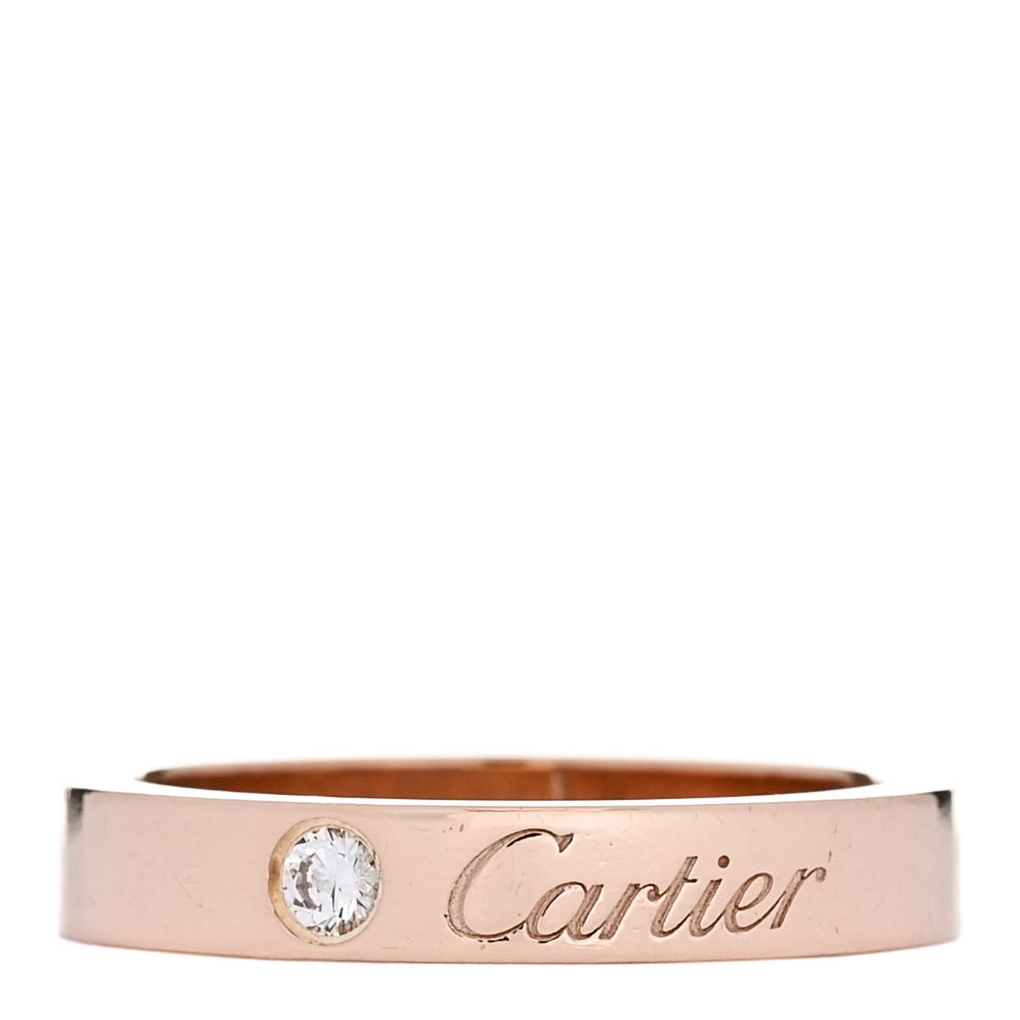 18K Pink Gold Diamond 3mm C De Cartier Wedding Band Ring 46 3.75