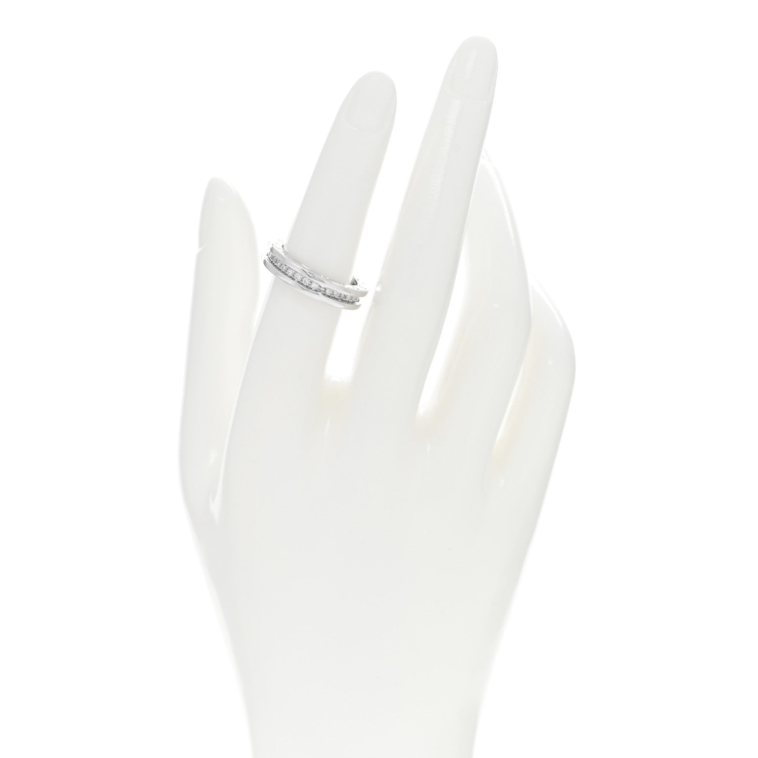 Bulgari 18K White Gold Diamond B.Zero1 One-Band Pave Ring 53/6.25 2 of 4