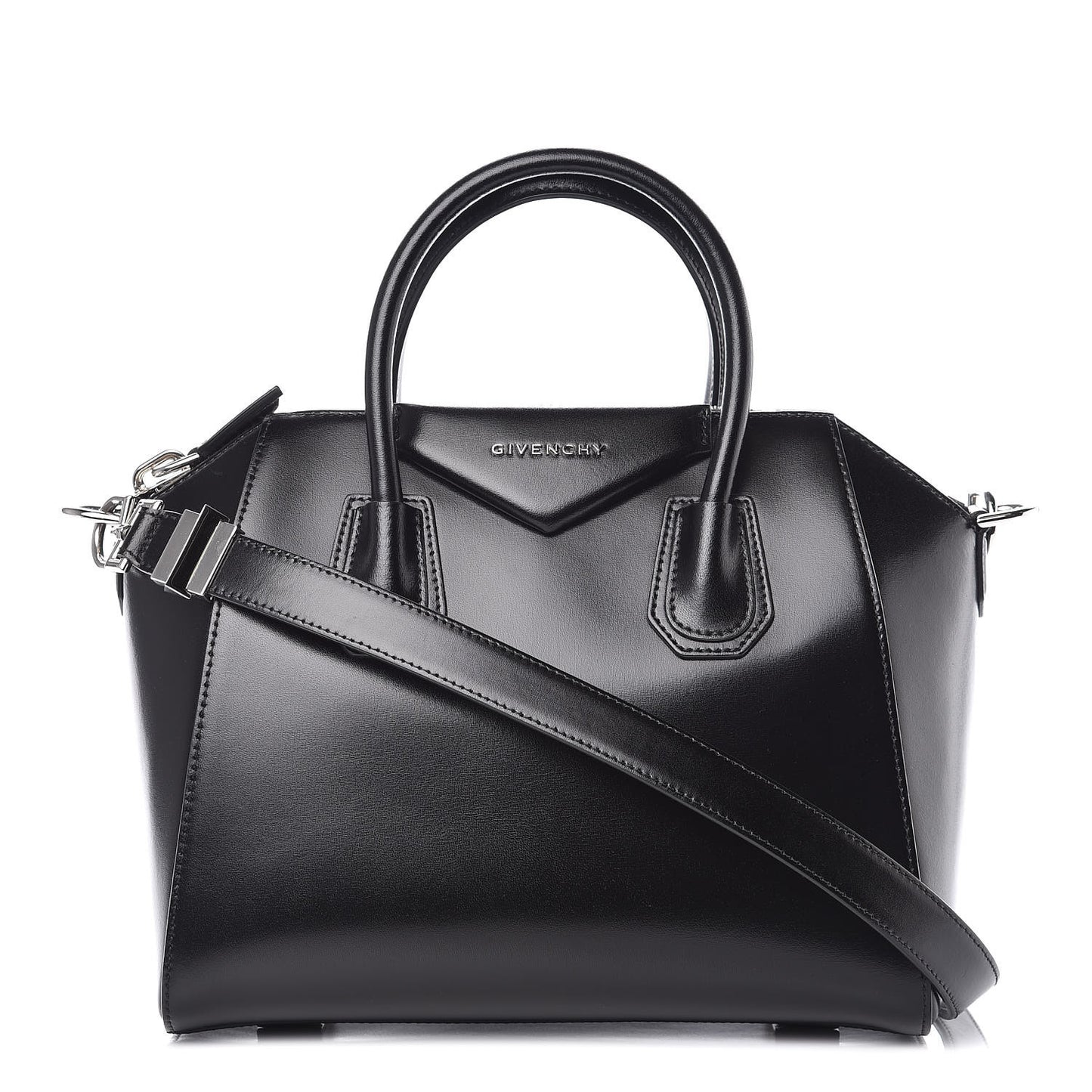 Shiny Lord Calfskin Small Antigona Black