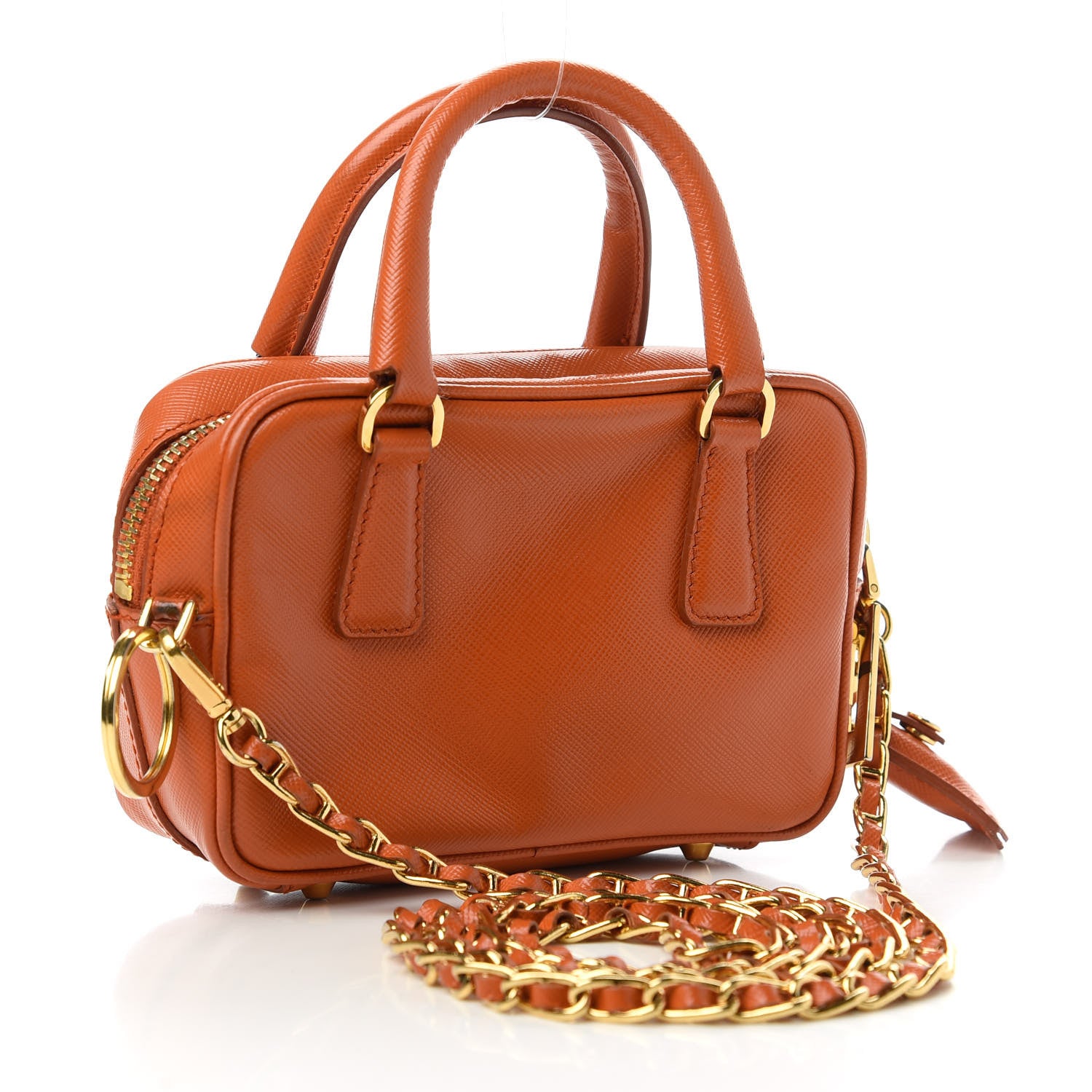 Prada Saffiano Lux Mini Top Handle Crossbody Bag Papaya 3 of 11