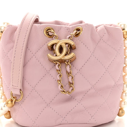 Chanel Calfskin Quilted Pearl Mini About Pearls Drawstring Bucket Light Pink 8 of 10