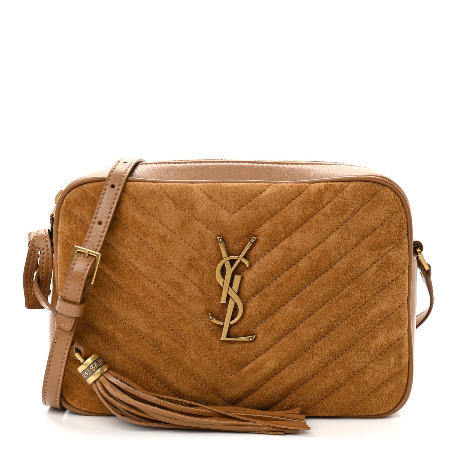 Saint Laurent Suede Matelasse Monogram Lou Camera Bag Cinnamon 1 of 11