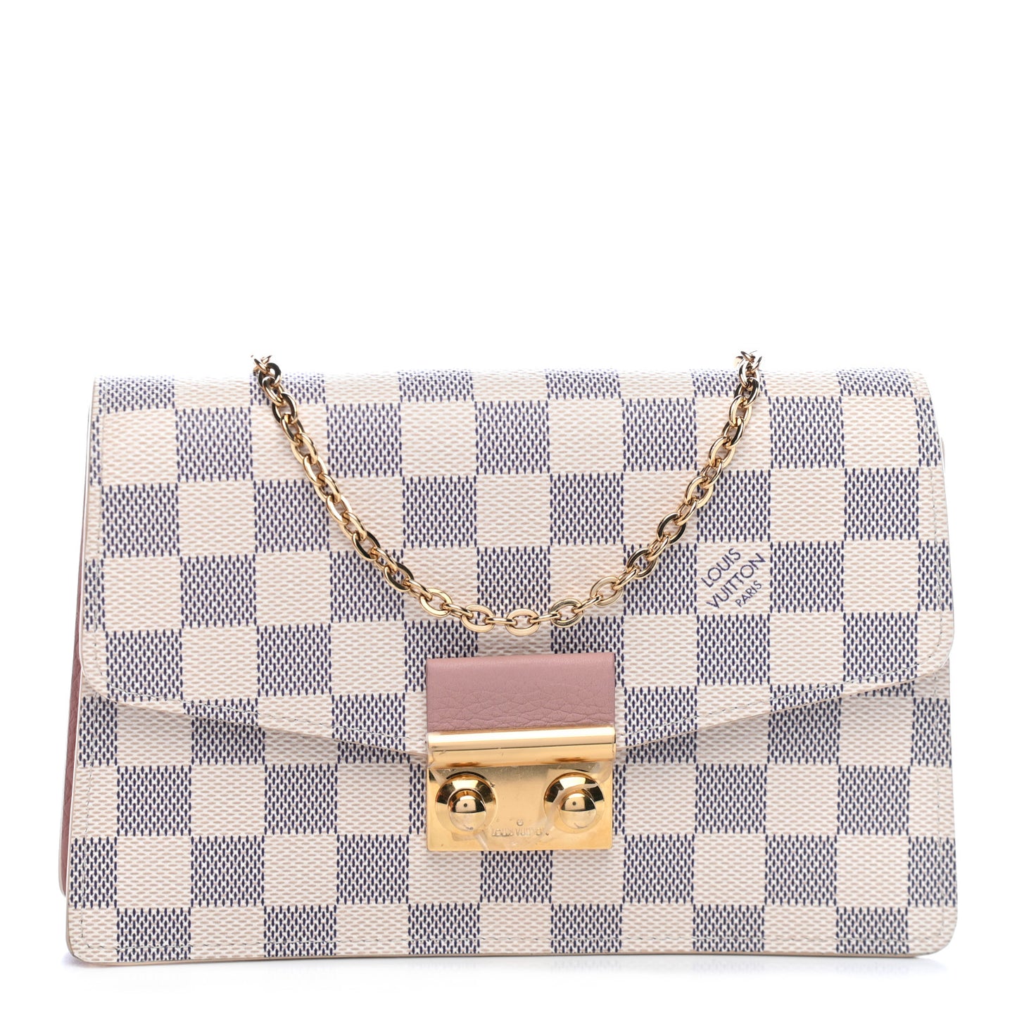 Damier Azur Croisette Chain Wallet Rose Ballerine