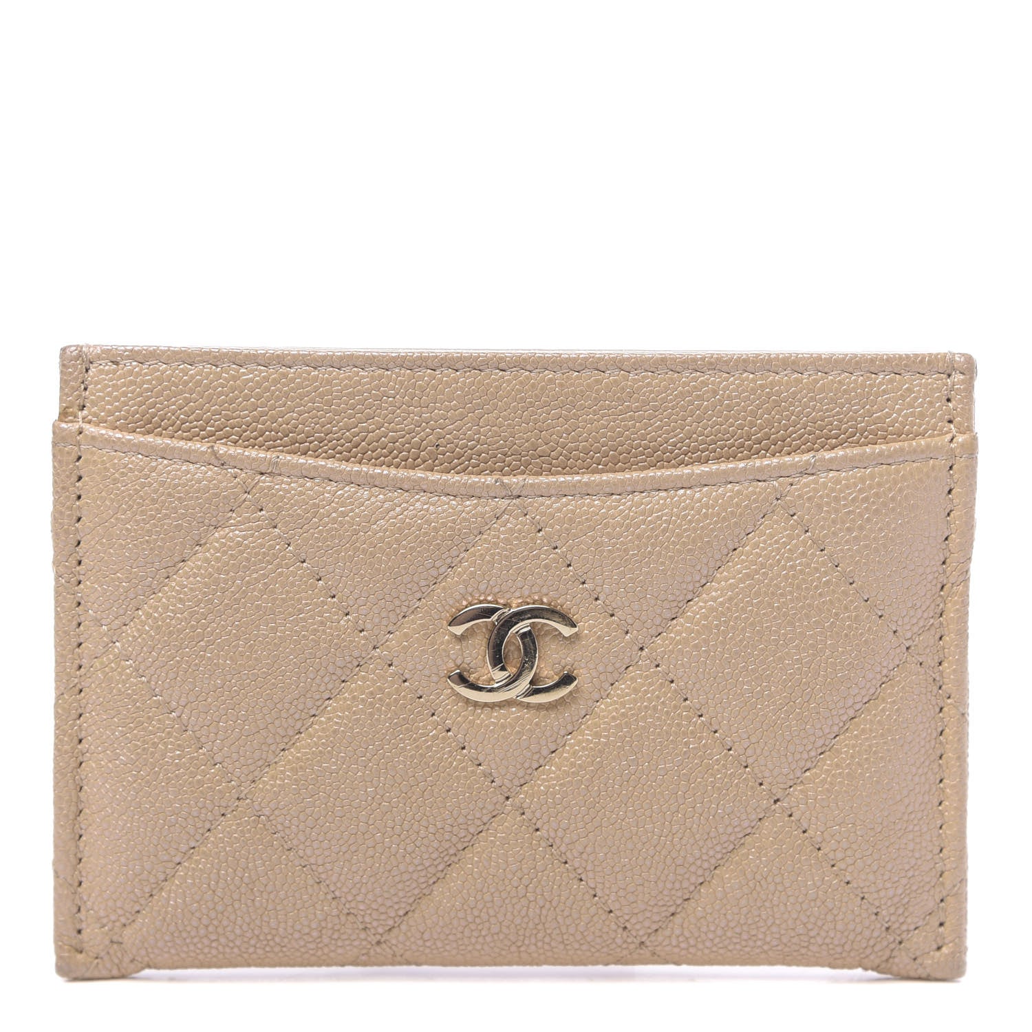 Chanel Iridescent Caviar Quilted Card Holder Beige 1 of 13