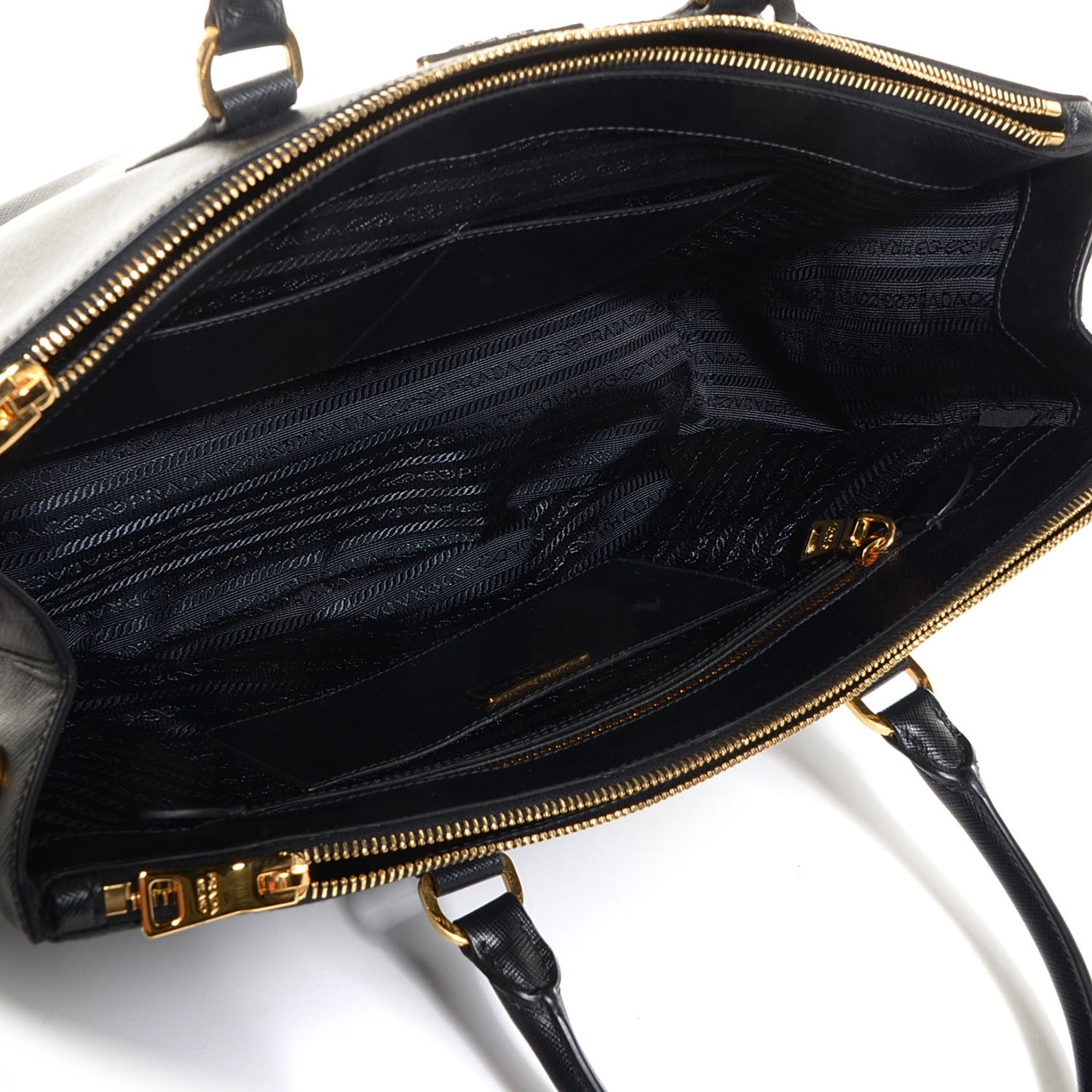 Prada Saffiano Lux Large Double Zip Tote Nero Black 5 of 11