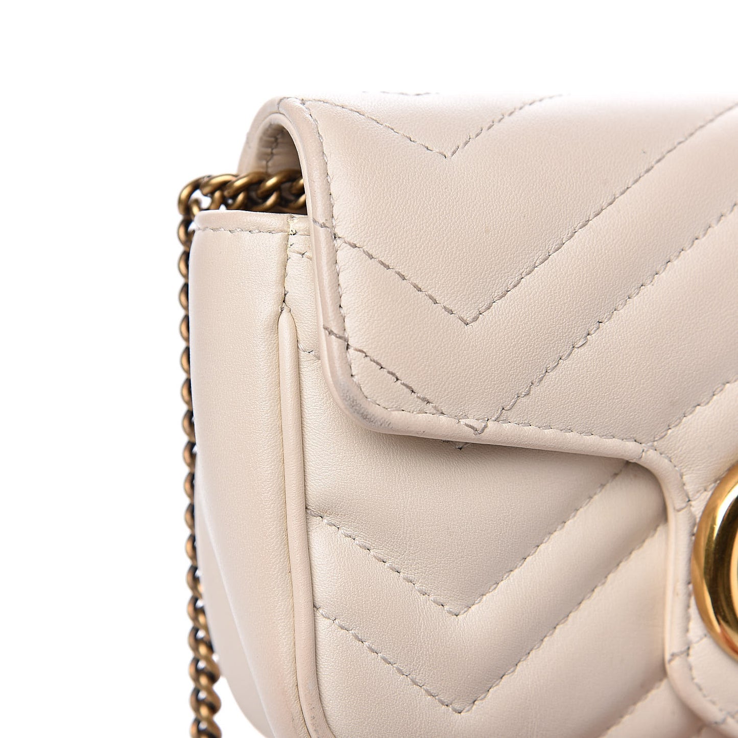 Calfskin Matelasse Super Mini GG Marmont Shoulder Bag White