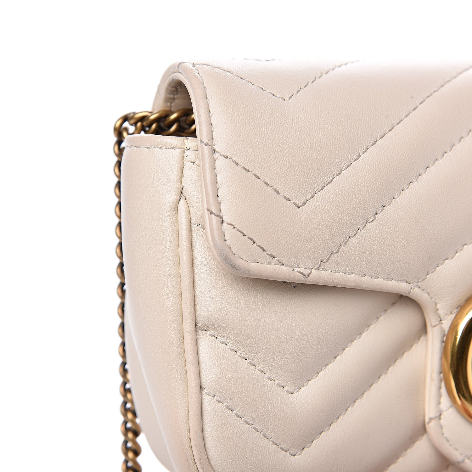Gucci Calfskin Matelasse Super Mini GG Marmont Shoulder Bag White 11 of 17