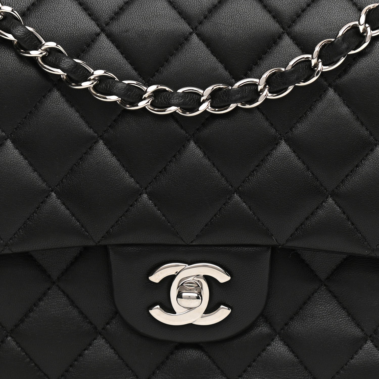 Chanel Lambskin Quilted Medium Double Flap Black 14 of 25