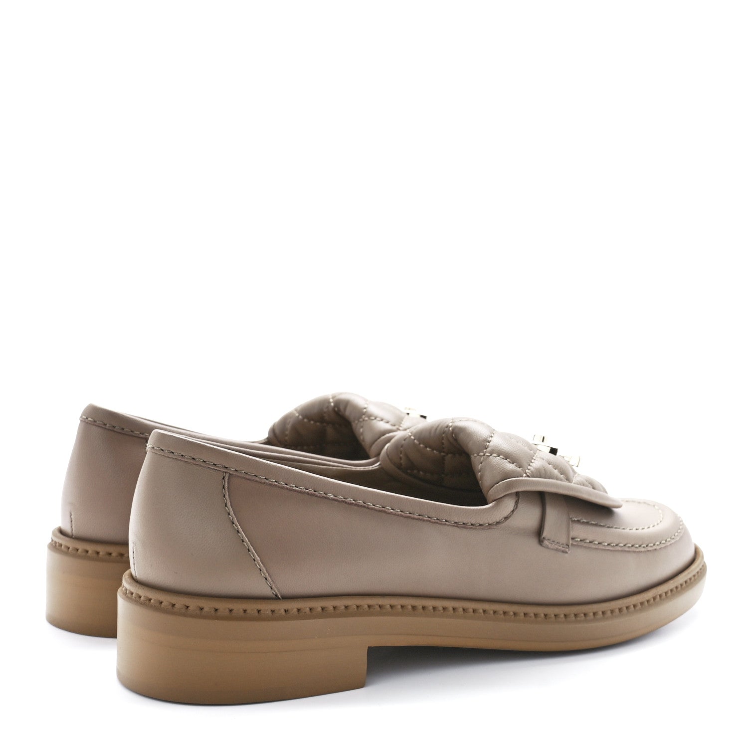 Chanel Lambskin Quilted CC Turnlock Loafers 38.5 Beige 4 of 10