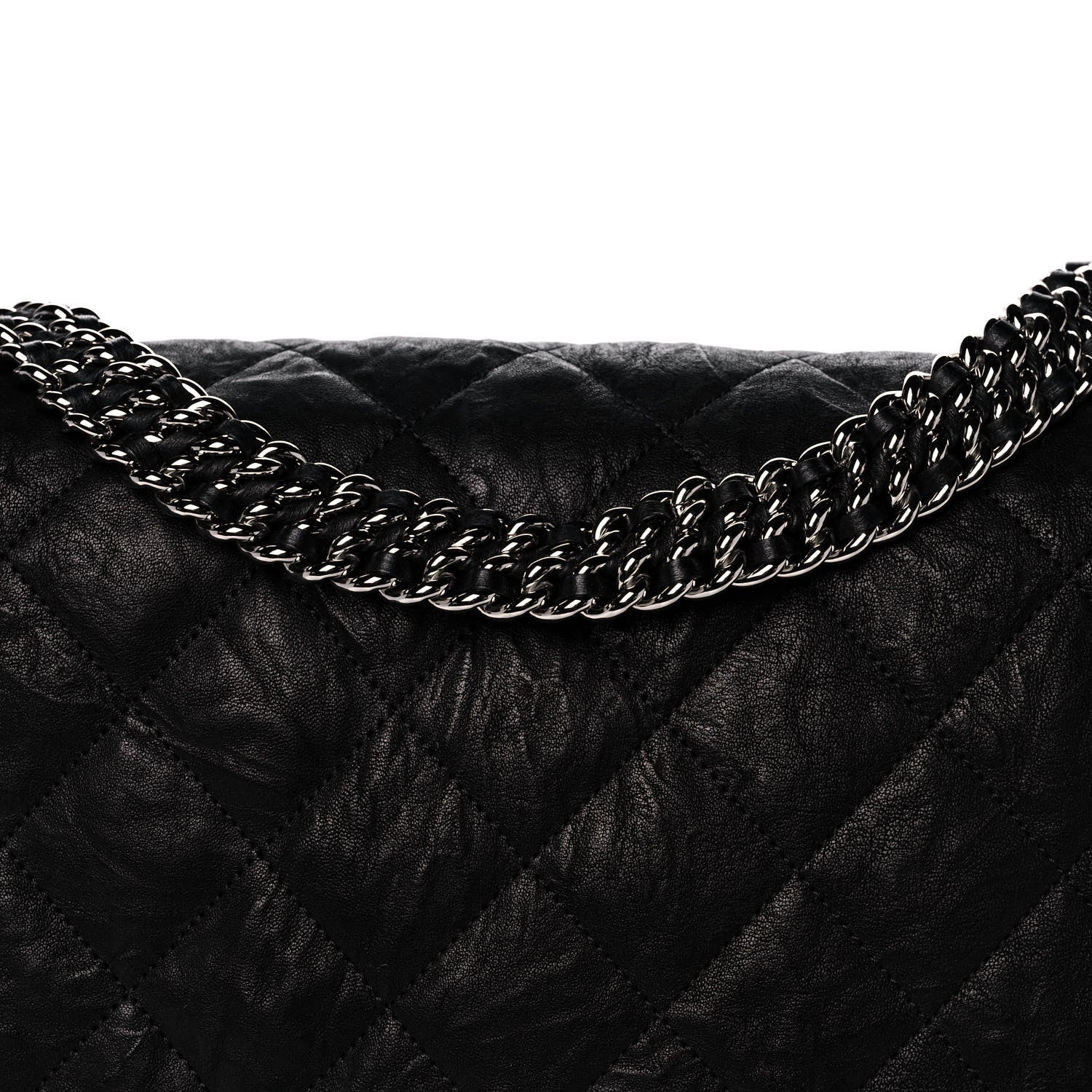 Chanel Washed Lambskin Quilted Maxi Chain Around Flap Black 8 of 12