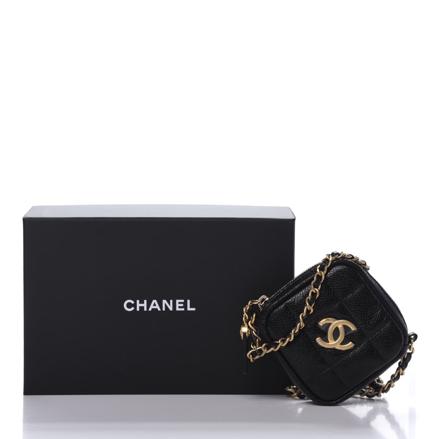 Chanel Caviar Quilted Diamond Coin Purse With Chain Black 11 of 11