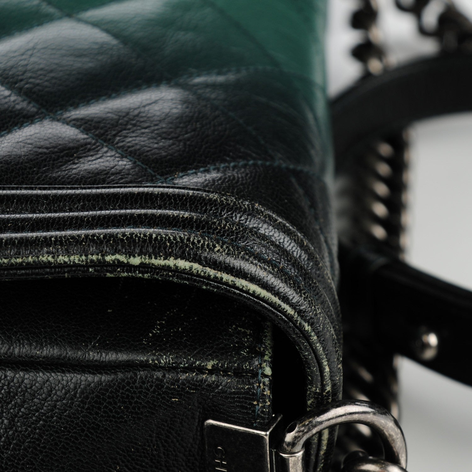 Chanel Goatskin Ombre Faded Quilted New Medium Boy Flap Dark Green 3 of 12