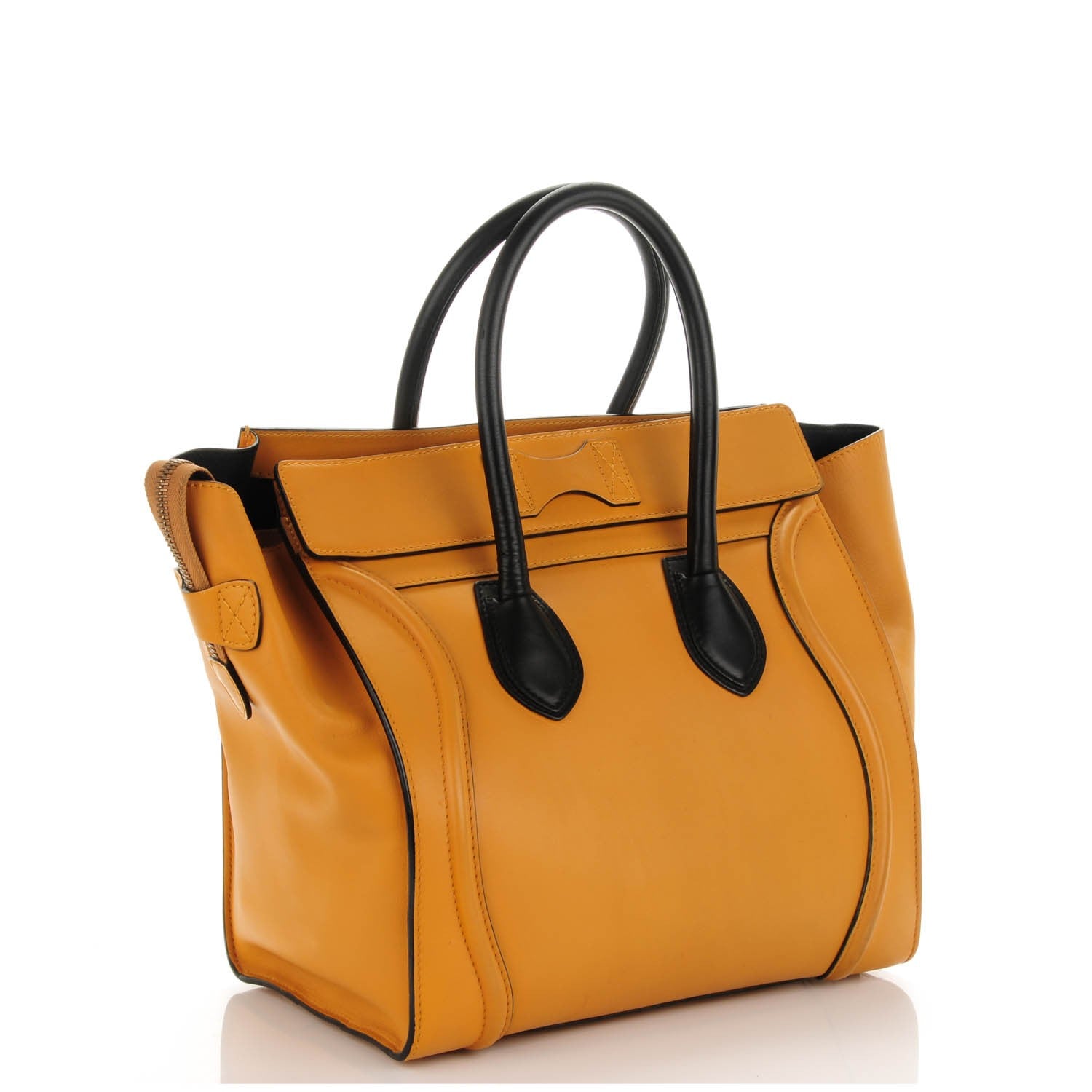 Celine Satin Calfskin Mini Bi-Color Luggage Amber 3 of 8