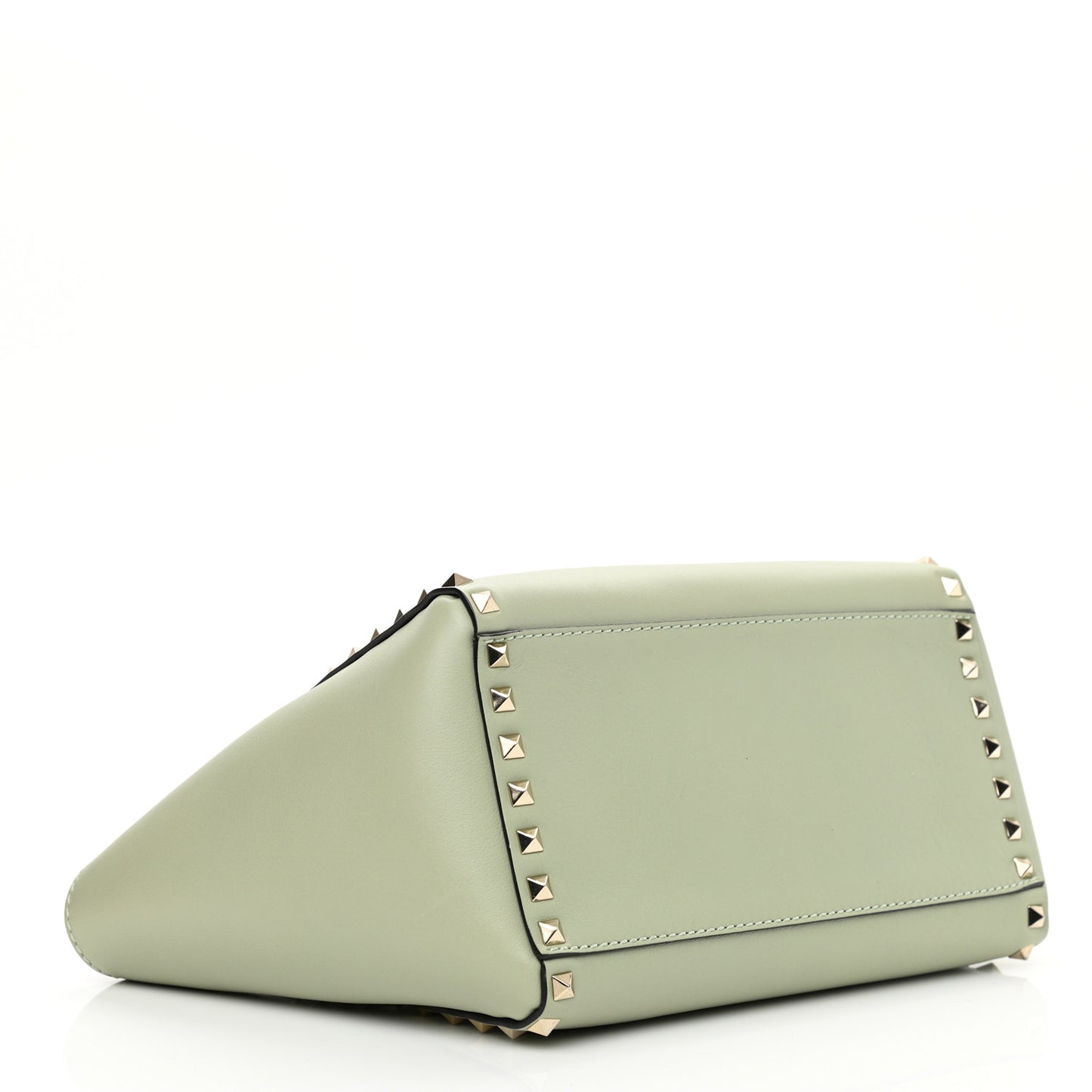 Vitello Small Rockstud Double Handle Tote Green Tea Sorbet