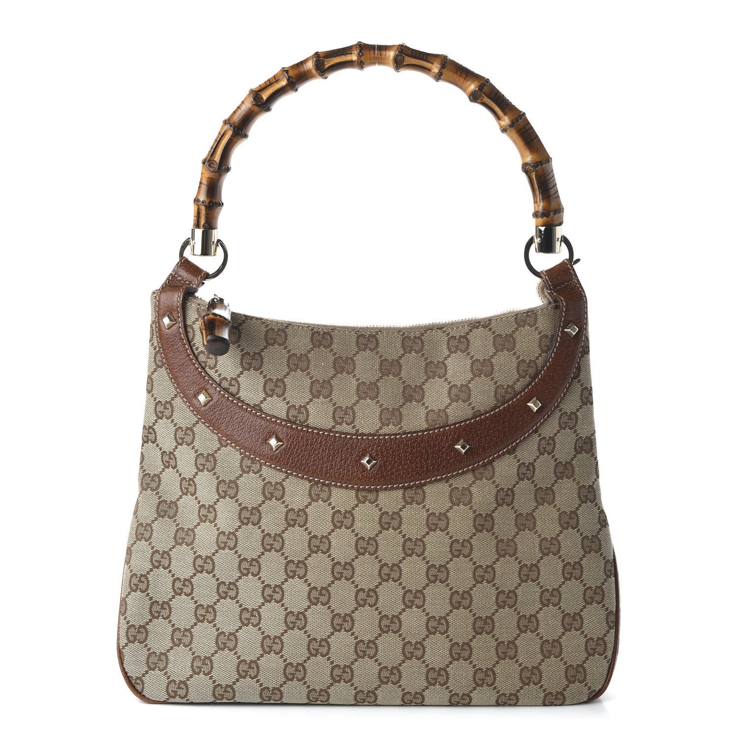 Monogram Anita Bamboo Top Handle Bag Brown