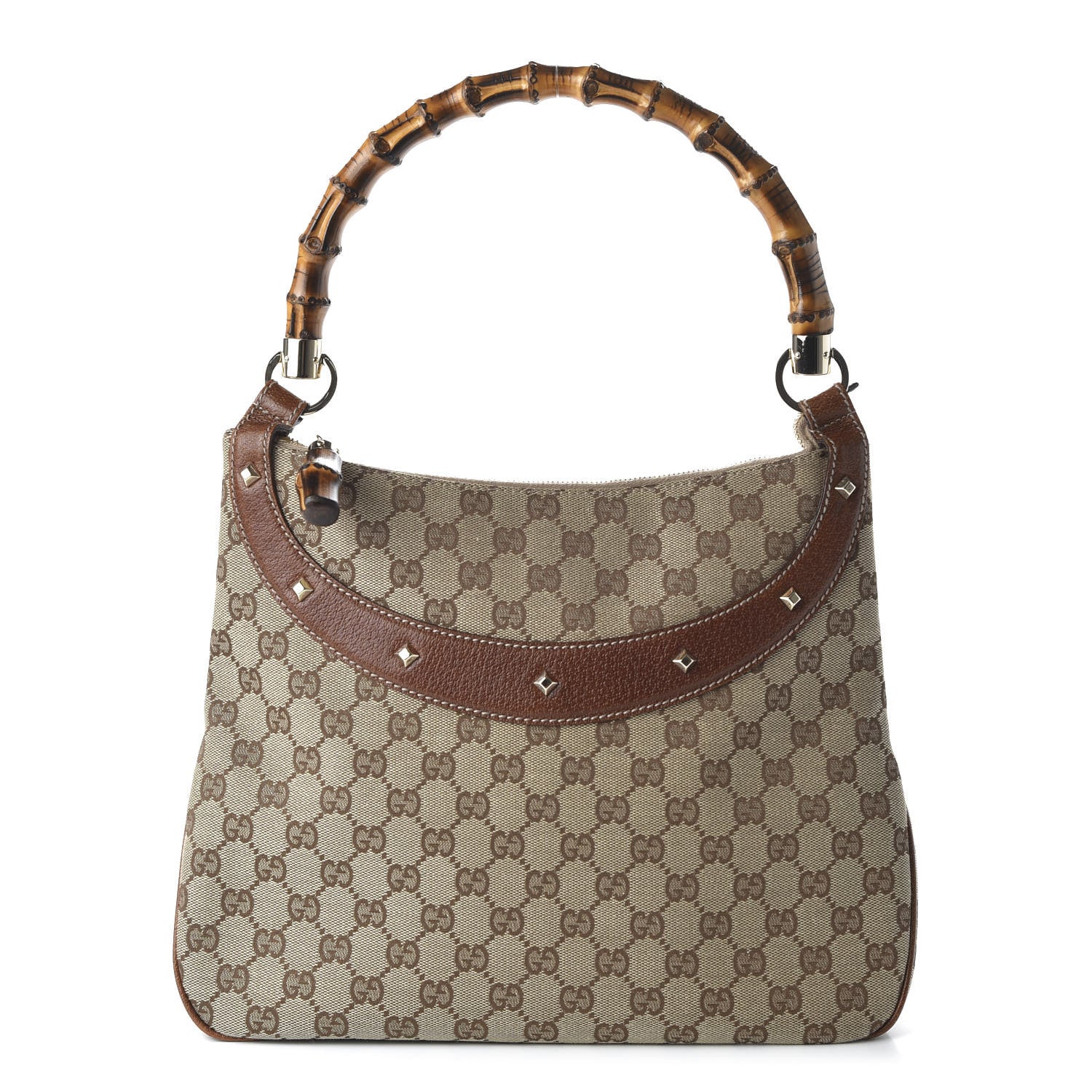 Gucci Monogram Anita Bamboo Top Handle Bag Brown 1 of 10