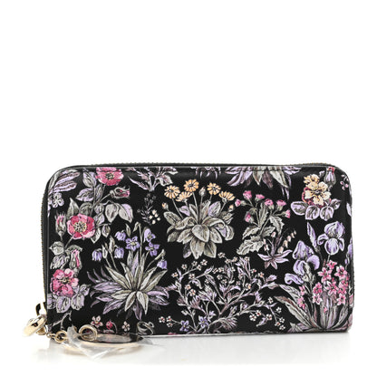 Christian Dior Calfskin Millefiori Printed Lady Dior Zip Wallet Black 1 of 7