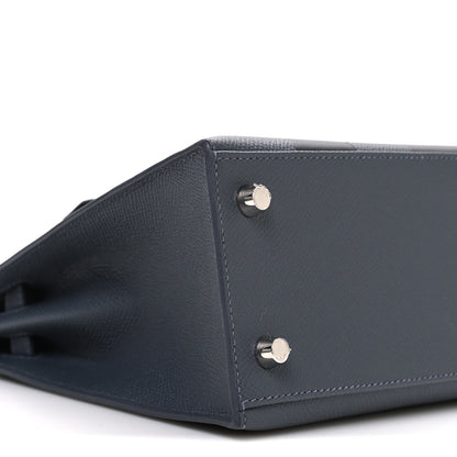 Hermes Epsom Tadelakt Chevre Mysore Casaque Etoilee Kelly Sellier 25 Ardoise Black Vert Peppermint 9 of 10
