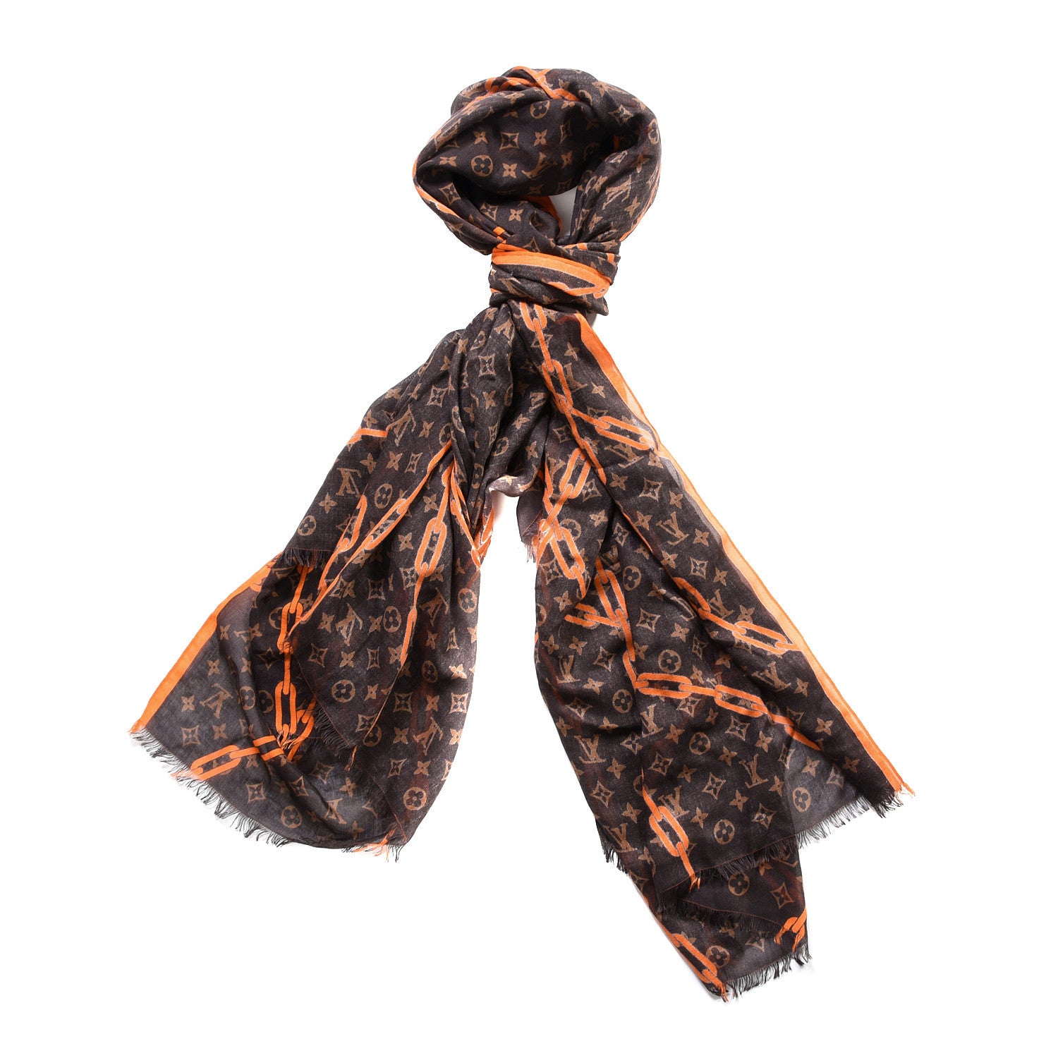 Louis Vuitton Silk Monogram Solar Ray Stole Orange 1 of 4