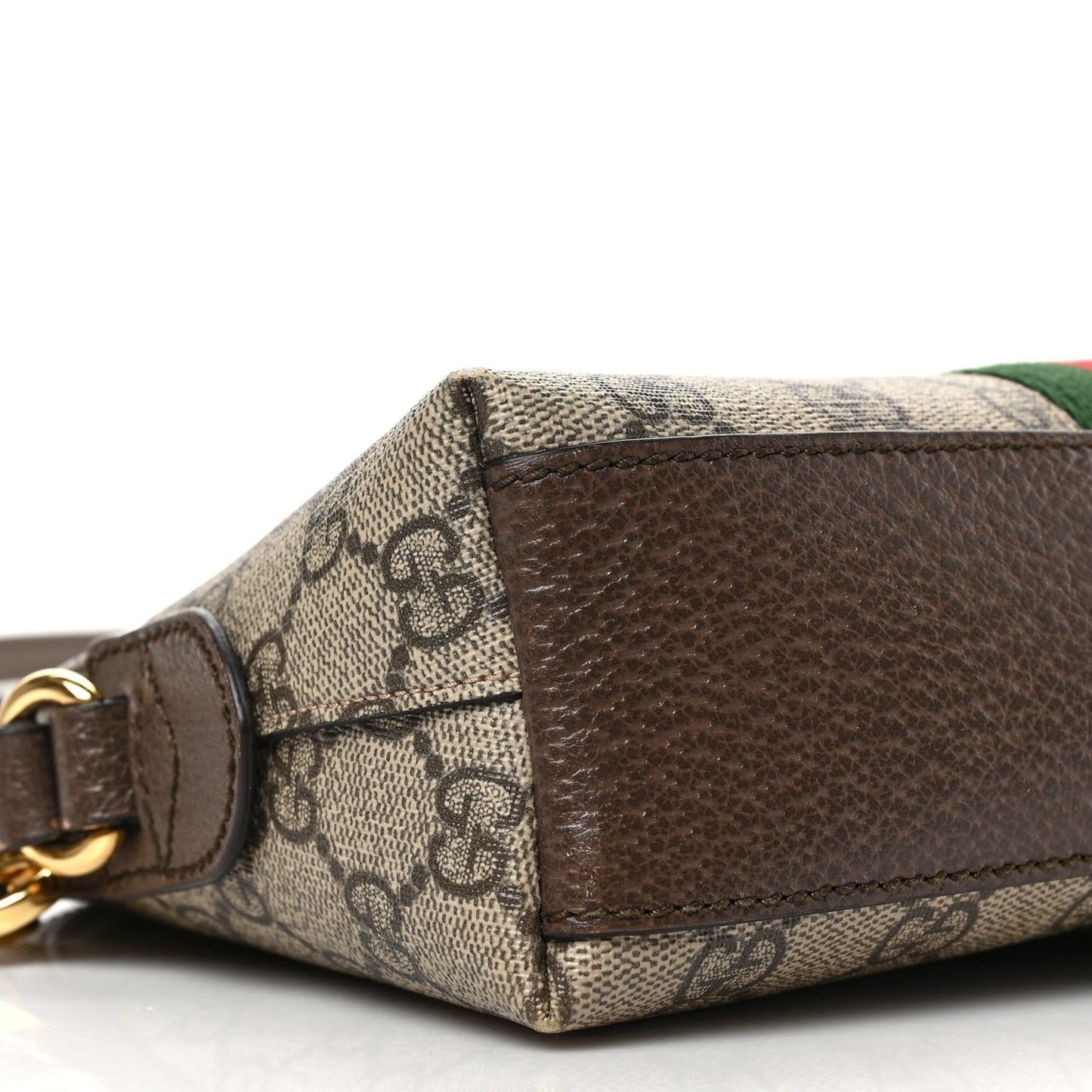 GG Supreme Monogram Textured Dollar Calfskin Web Small Ophidia Dome Shoulder Bag Beige Ebony New Acero