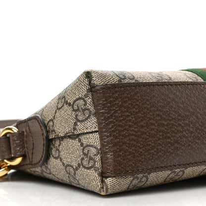 Gucci GG Supreme Monogram Textured Dollar Calfskin Web Small Ophidia Dome Shoulder Bag Beige Ebony New Acero 8 of 9