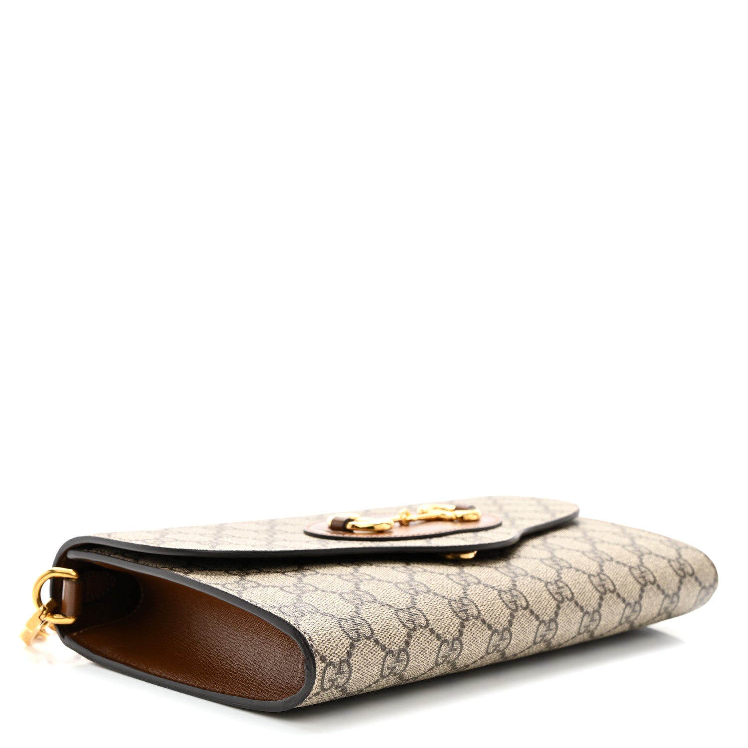 Gucci GG Supreme Monogram Azalea Calfskin Web Small Horsebit 1955 Crossbody Bag Beige Ebony Brown Sugar 4 of 14