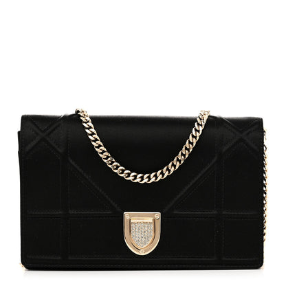 Christian Dior Satin Diorama Wallet on Chain Pouch Black 1 of 9