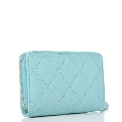 Chanel Caviar Quilted Zip Coin Purse Light Blue 3 of 10