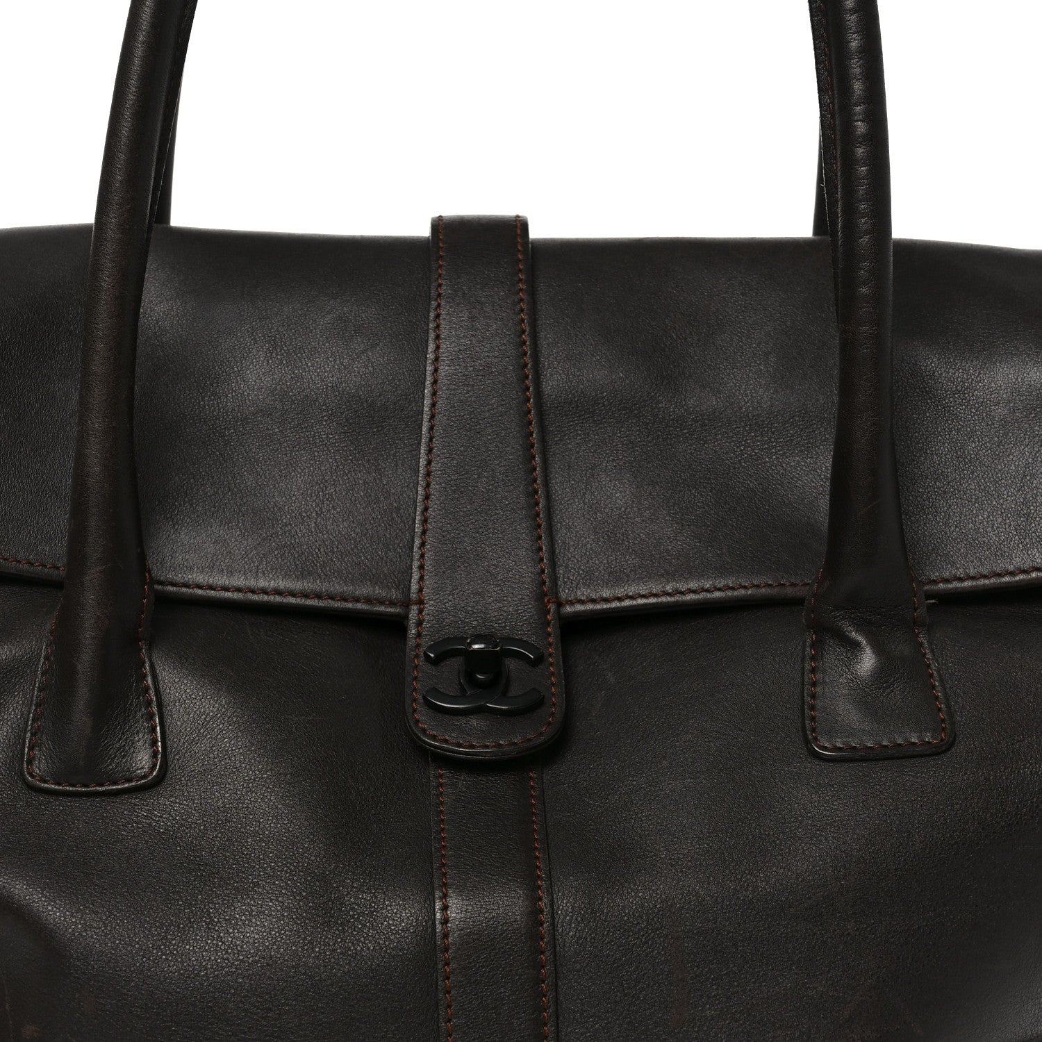 Chanel Calfskin Carrying Case Dark Brown 8 of 10