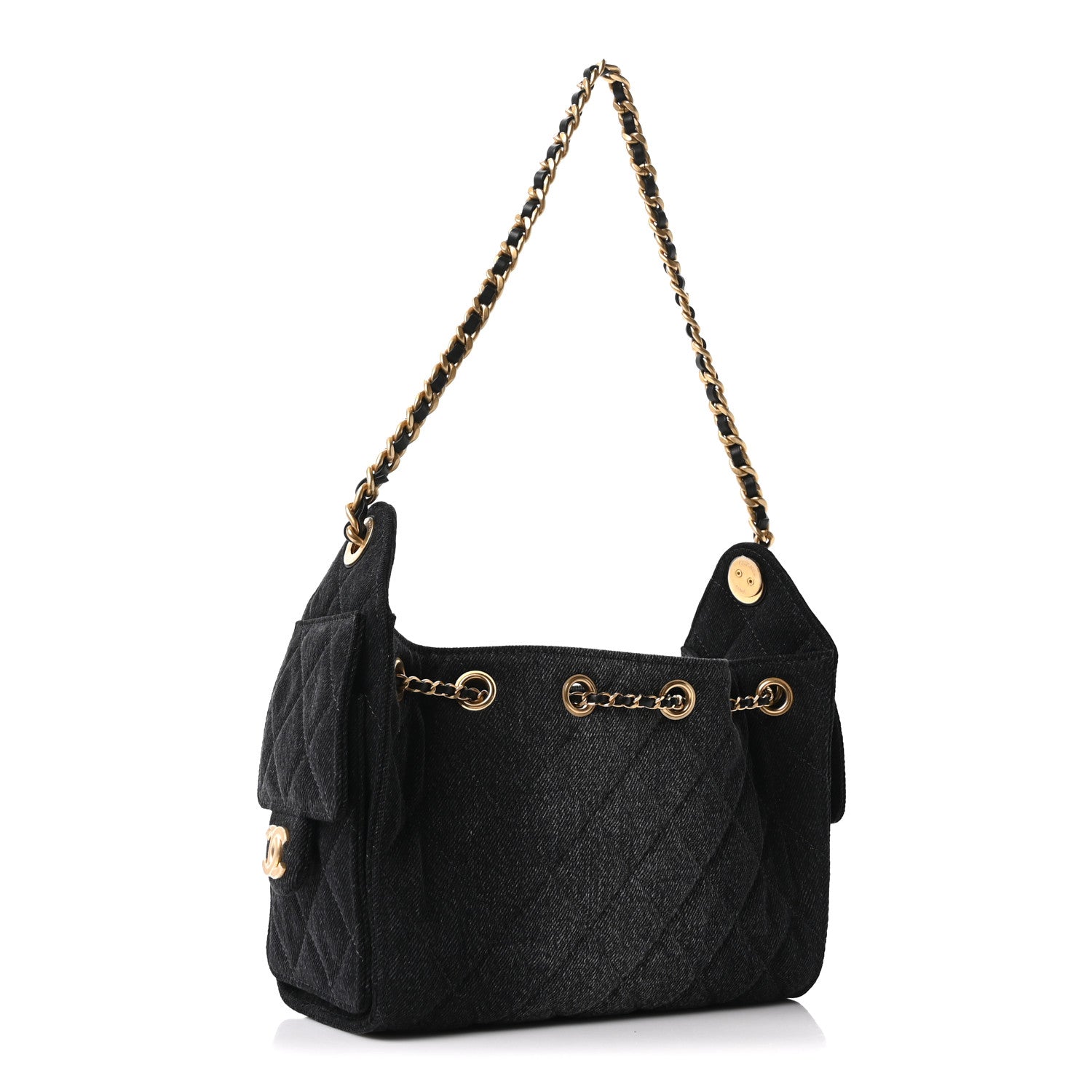 Chanel Washed Denim Quilted Mini Chanel 25 Handbag Black 1849517