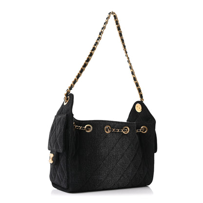Chanel Washed Denim Quilted Mini Chanel 25 Handbag Black 3 of 11