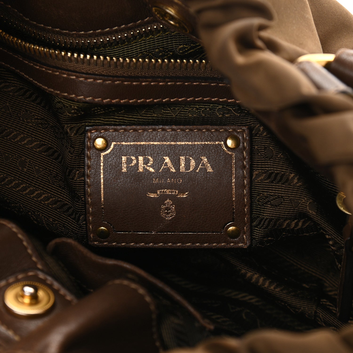 Prada Tessuto Nylon Jacquard Logo Tote Brown 5 of 11