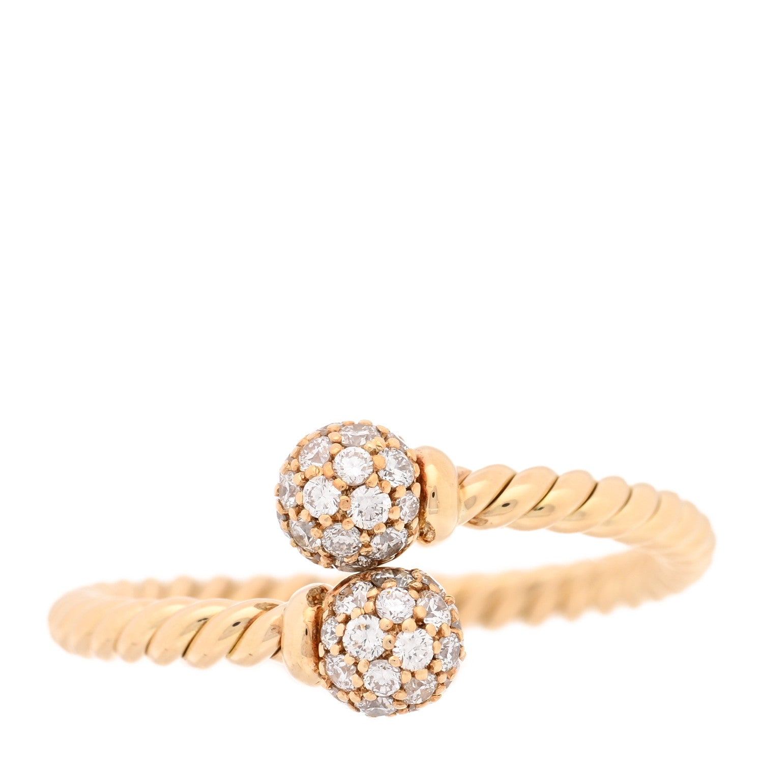 David Yurman 18K Yellow Gold Diamond Solari Bypass Ring 57 8 1 of 5
