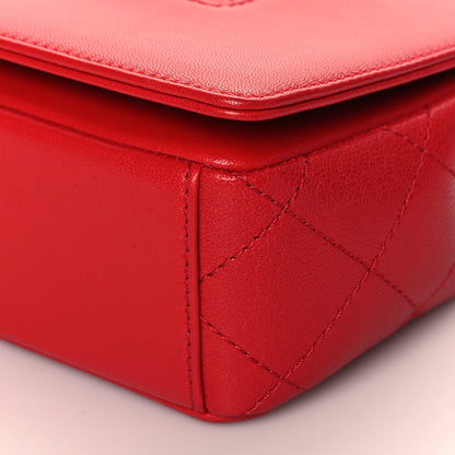 Chanel Sheepskin Quilted Medium Vintage Mademoiselle Flap Red 10 of 11