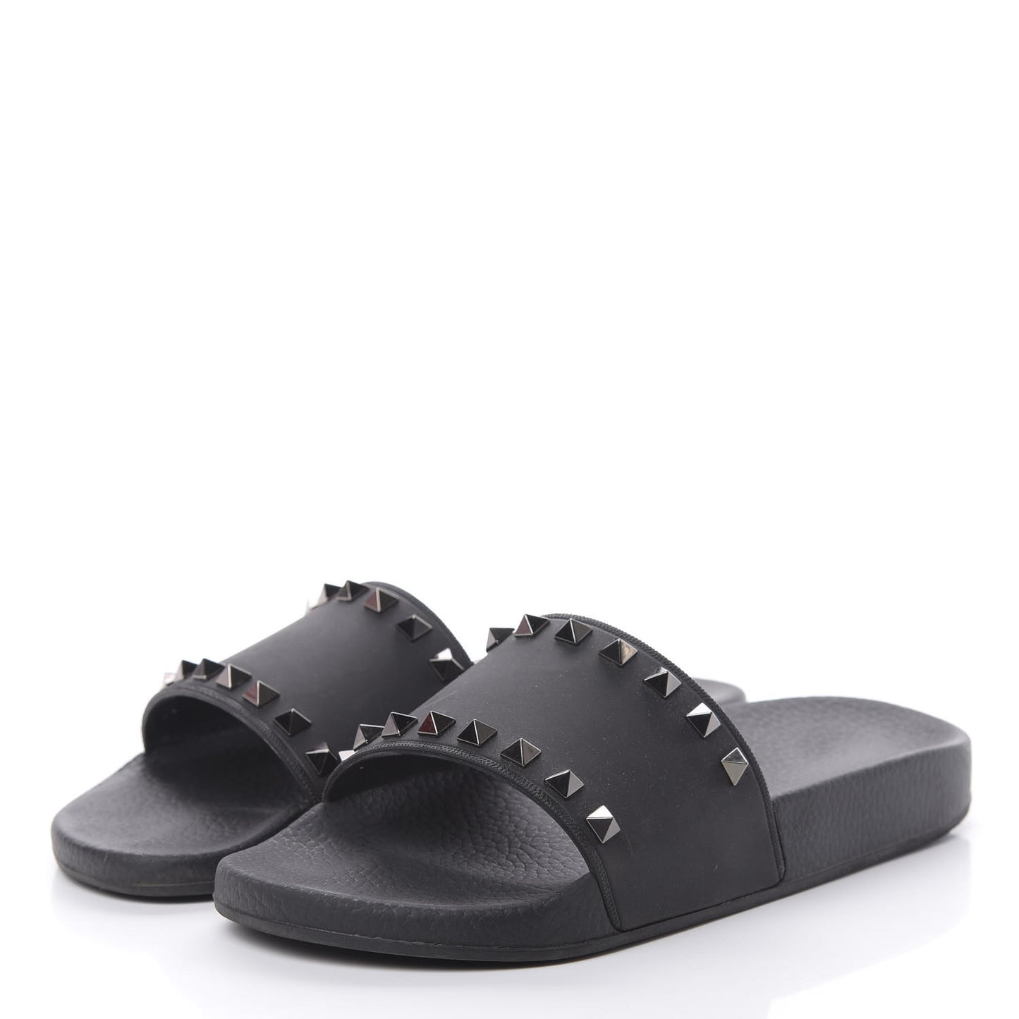 Rubber Rockstud Slide Sandals 38 Black