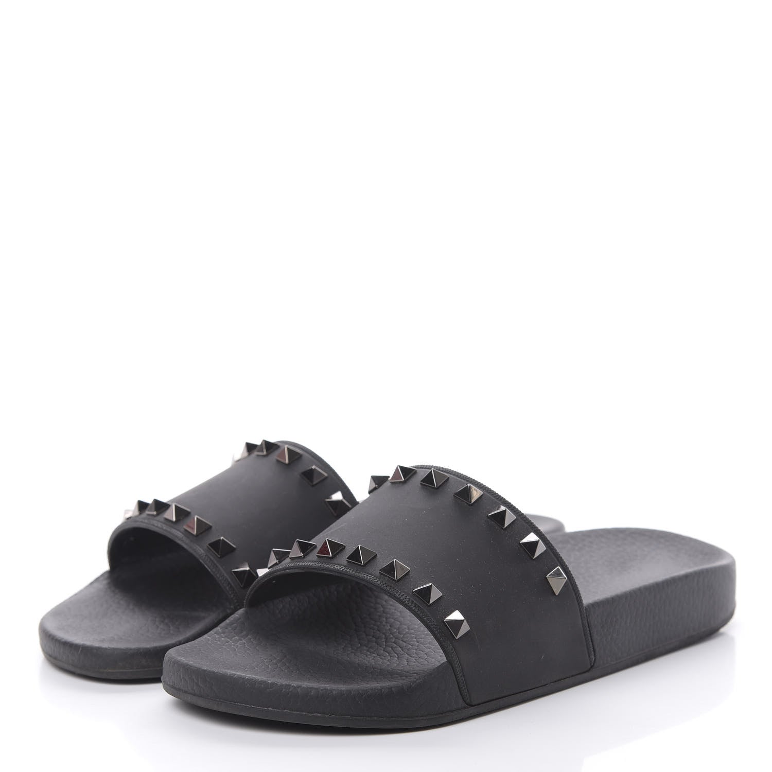 Valentino Garavani Rubber Rockstud Slide Sandals 38 Black 3 of 9
