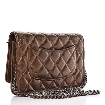 Chanel Metallic Aged Calfskin Quilted Reissue Wallet On Chain WOC Bronze 3 of 14