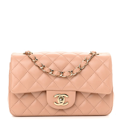 Chanel Lambskin Quilted Mini Rectangular Flap Beige 1 of 11