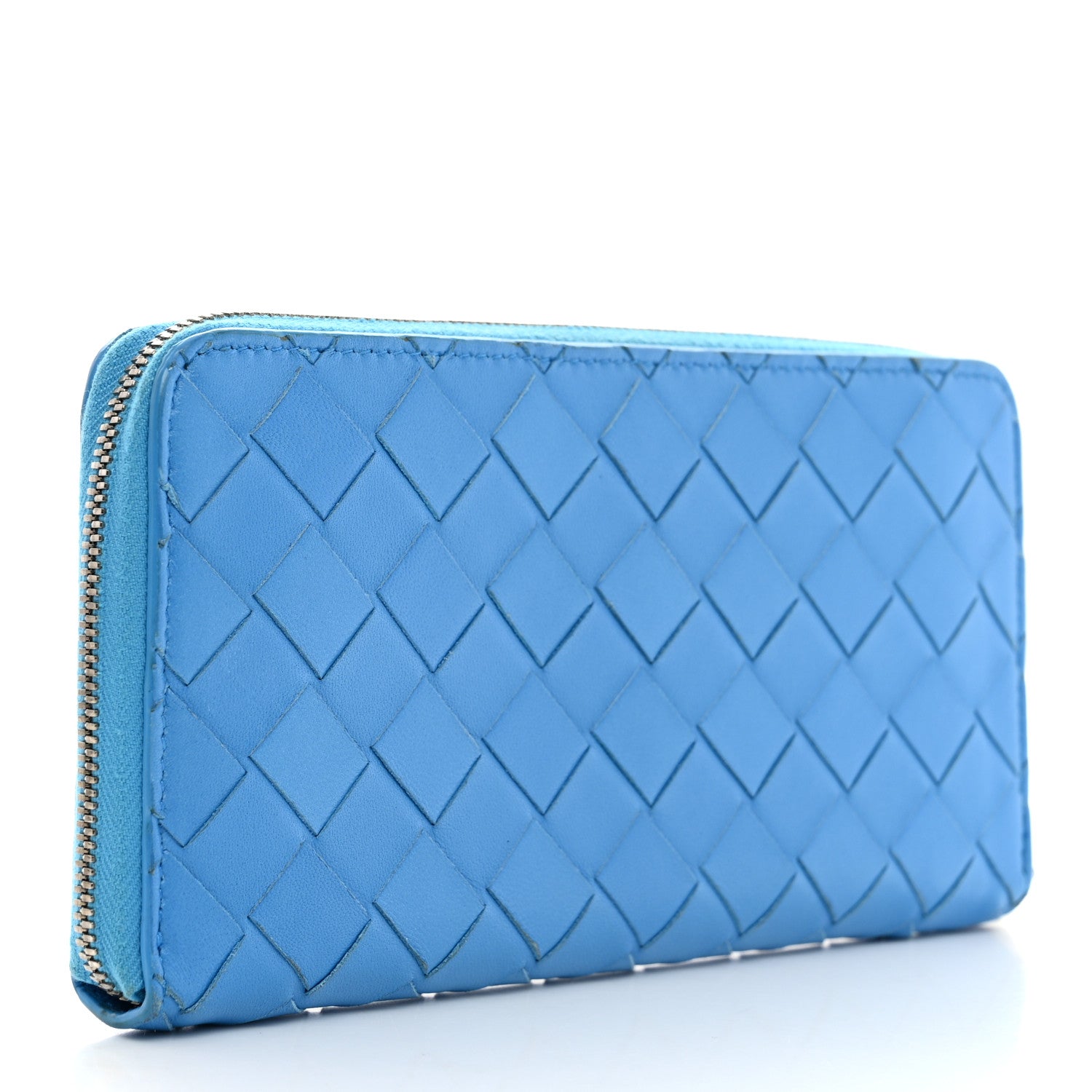 Bottega Veneta Nappa Intrecciato Zip Around Wallet Blue 3 of 7